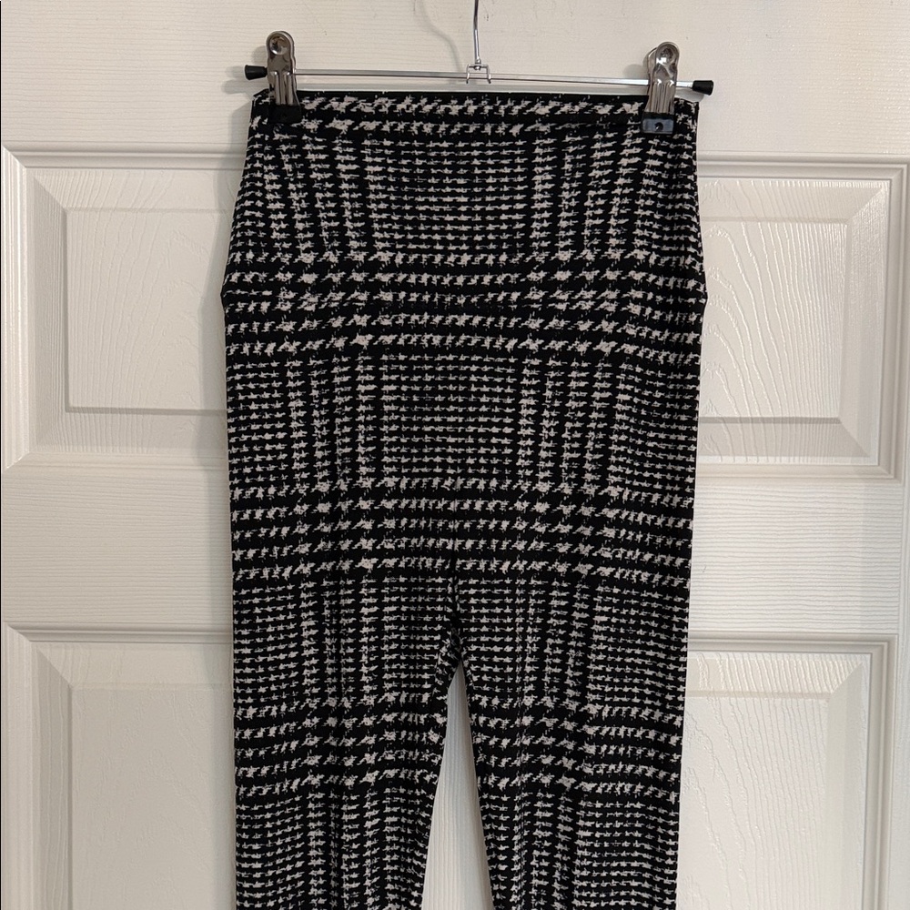 Norma Kamali Glenn Black and White Plaid Leggings